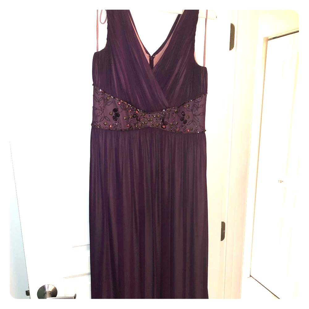 Elegant floor length gown with jeweled band